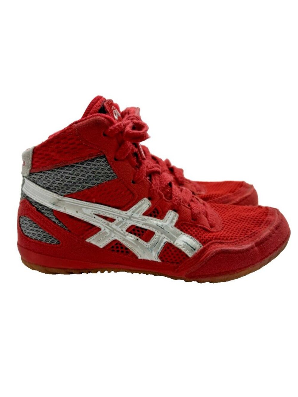 Asics Matflex 3 GS Wrestling Shoes Junior Size 1 US 30.5 EU Red Silver C129N
